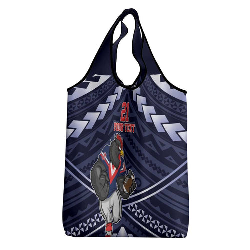 Custom Roosters Rugby Polynesian Tribal Grocery Bag
