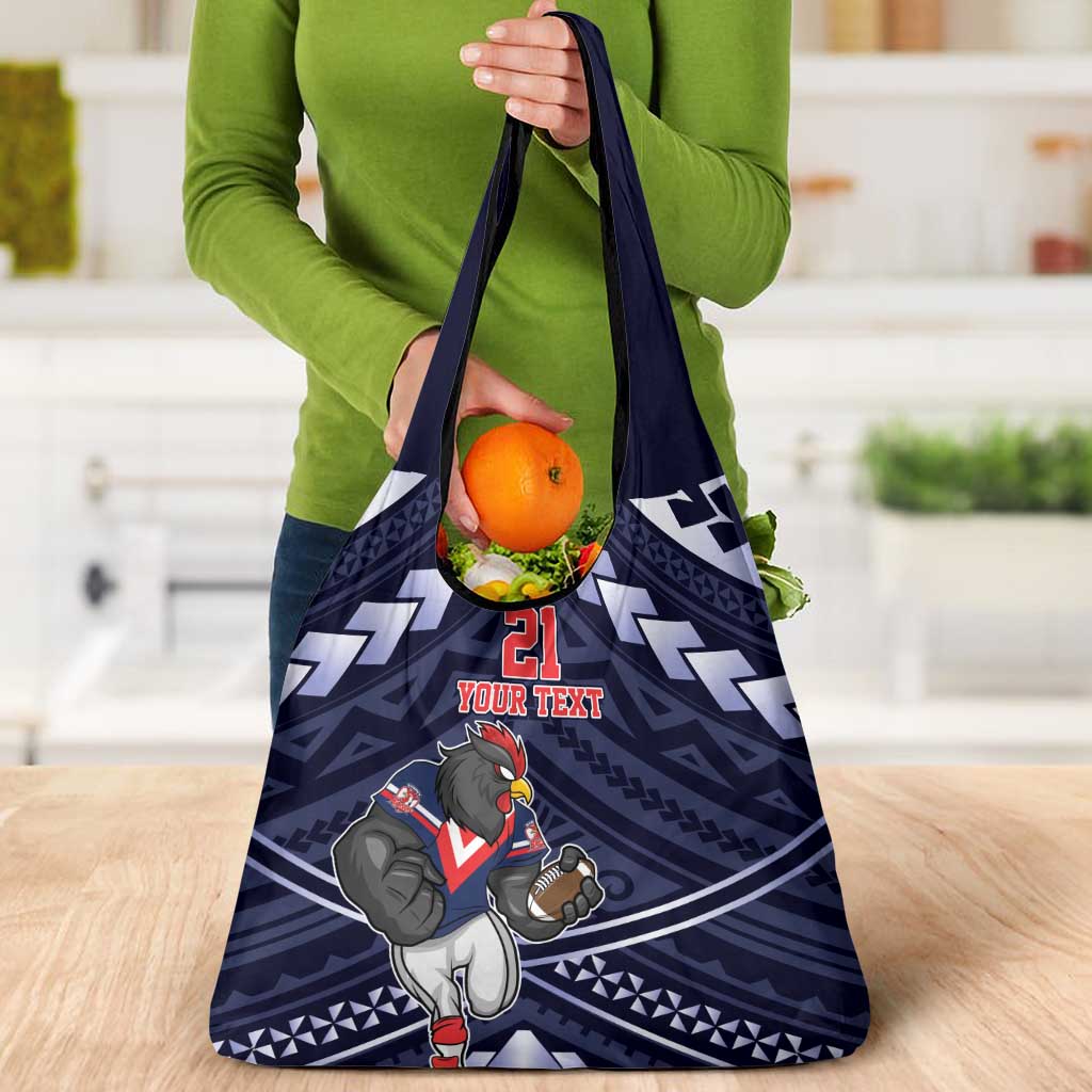 Custom Roosters Rugby Polynesian Tribal Grocery Bag