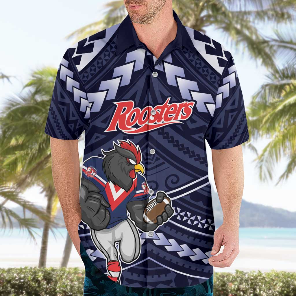 Custom Roosters Rugby Polynesian Tribal Hawaiian Shirt