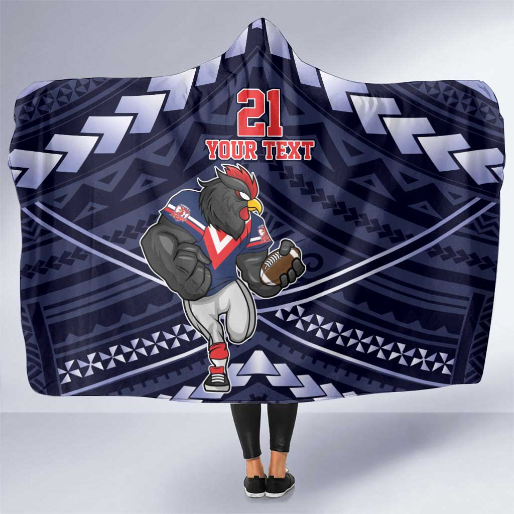 Custom Roosters Rugby Polynesian Tribal Hooded Blanket