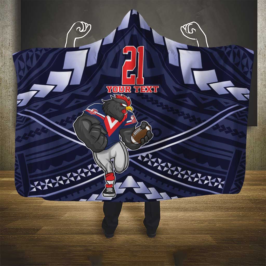 Custom Roosters Rugby Polynesian Tribal Hooded Blanket