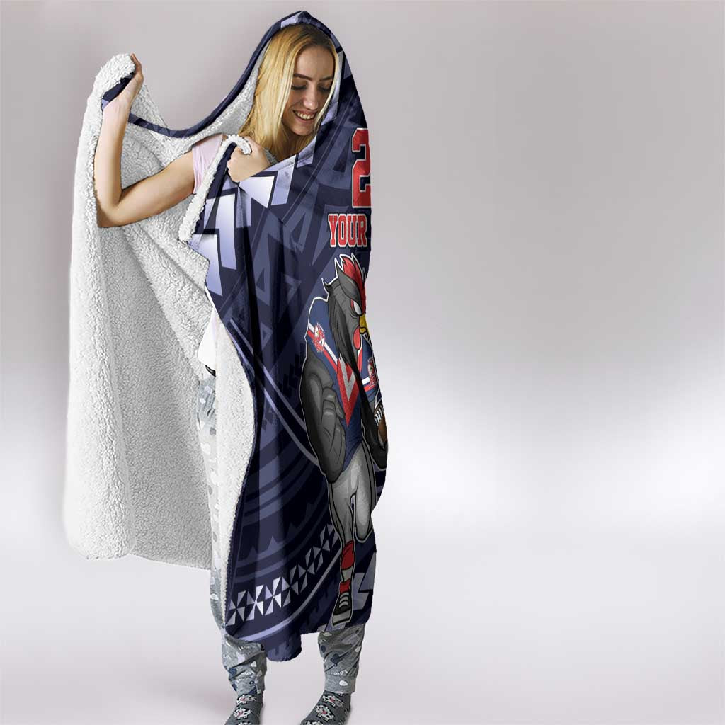 Custom Roosters Rugby Polynesian Tribal Hooded Blanket