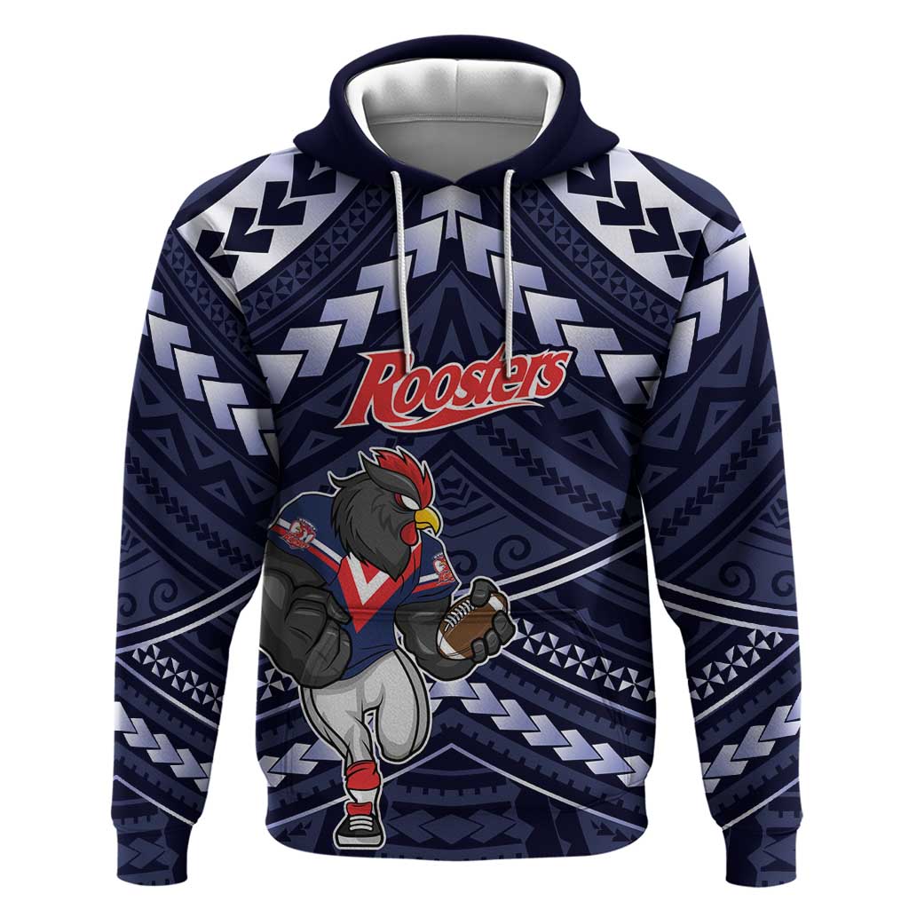 Custom Roosters Rugby Polynesian Tribal Hoodie