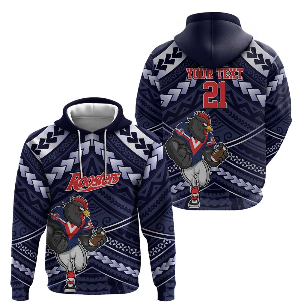 Custom Roosters Rugby Polynesian Tribal Hoodie