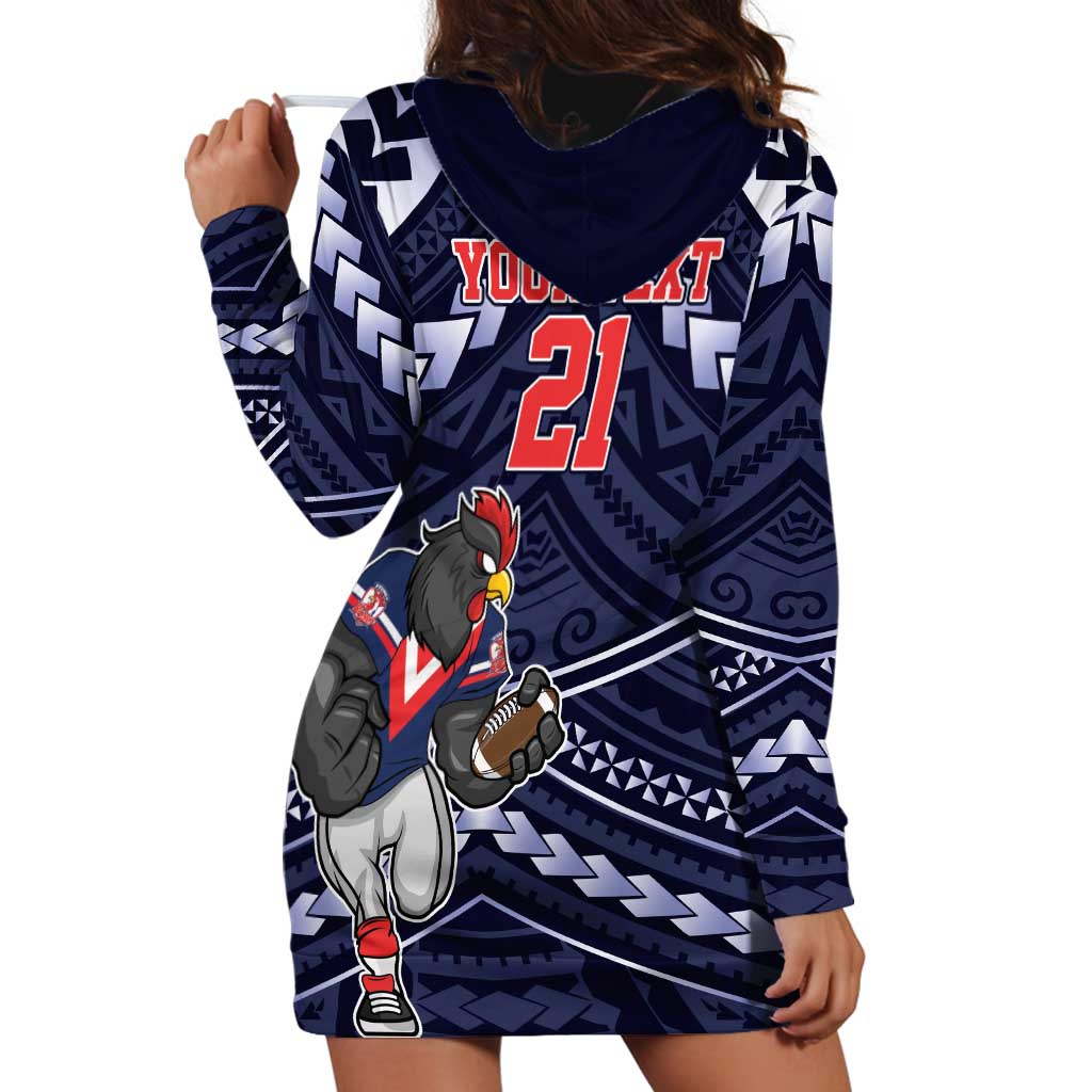 Custom Roosters Rugby Polynesian Tribal Hoodie Dress