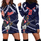Custom Roosters Rugby Polynesian Tribal Hoodie Dress