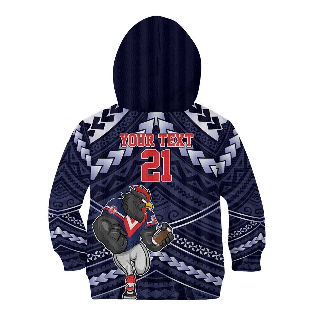 Custom Roosters Rugby Polynesian Tribal Kid Hoodie