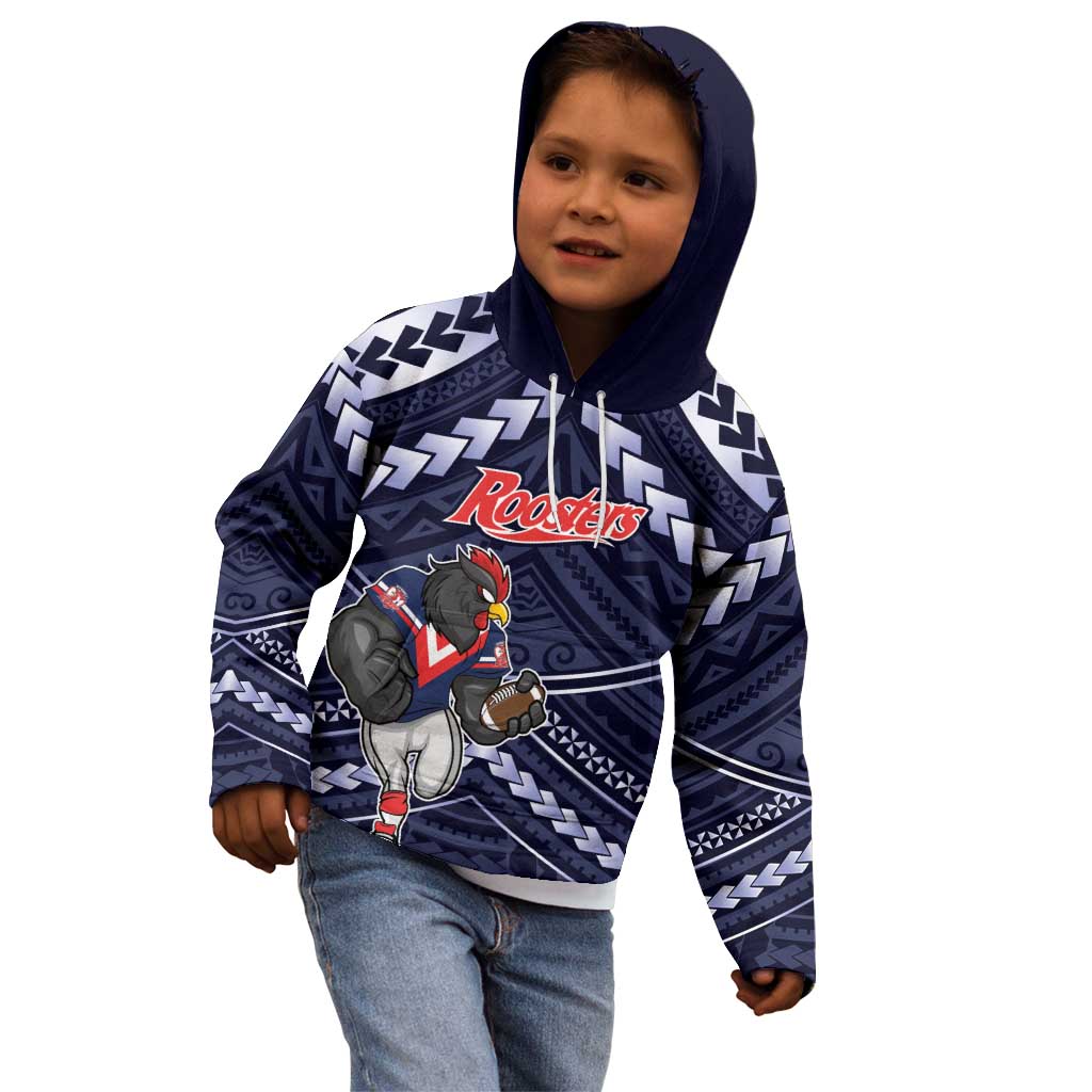 Custom Roosters Rugby Polynesian Tribal Kid Hoodie