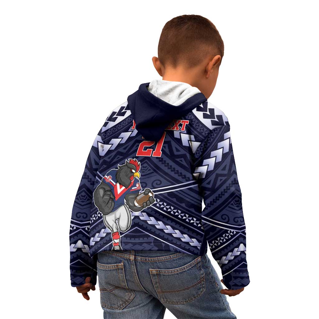 Custom Roosters Rugby Polynesian Tribal Kid Hoodie