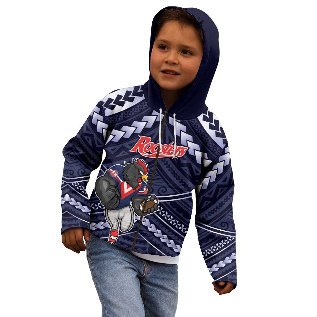Custom Roosters Rugby Polynesian Tribal Kid Hoodie