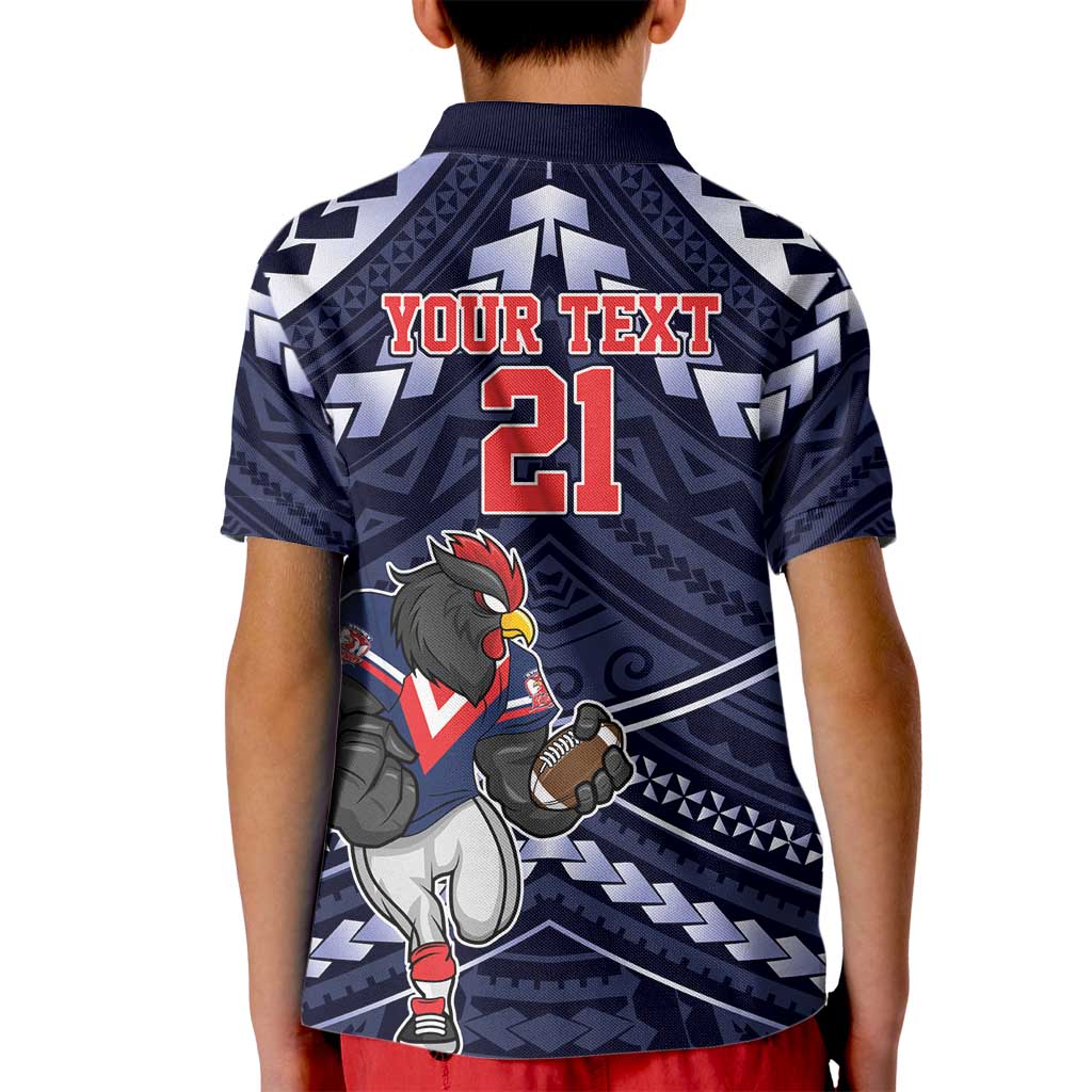 Custom Roosters Rugby Polynesian Tribal Kid Polo Shirt