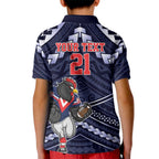 Custom Roosters Rugby Polynesian Tribal Kid Polo Shirt