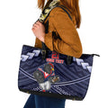 Custom Roosters Rugby Polynesian Tribal Leather Tote Bag