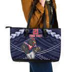 Custom Roosters Rugby Polynesian Tribal Leather Tote Bag