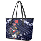 Custom Roosters Rugby Polynesian Tribal Leather Tote Bag