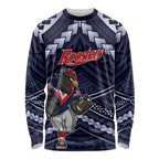 Custom Roosters Rugby Polynesian Tribal Long Sleeve Shirt