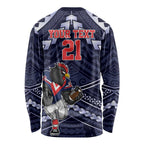 Custom Roosters Rugby Polynesian Tribal Long Sleeve Shirt
