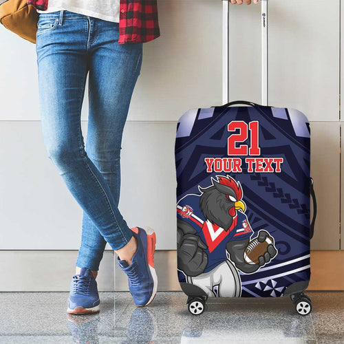 Custom Roosters Rugby Polynesian Tribal Luggage Cover