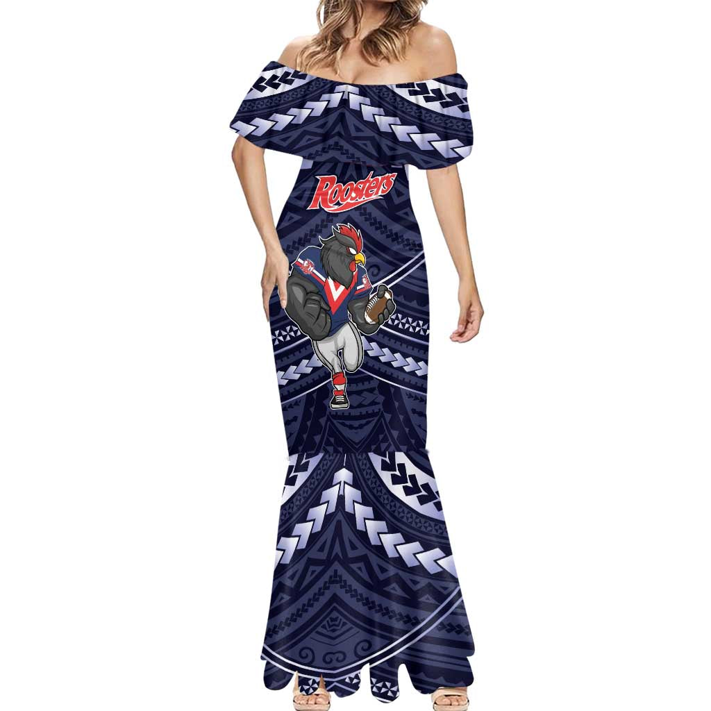 Custom Roosters Rugby Polynesian Tribal Mermaid Dress
