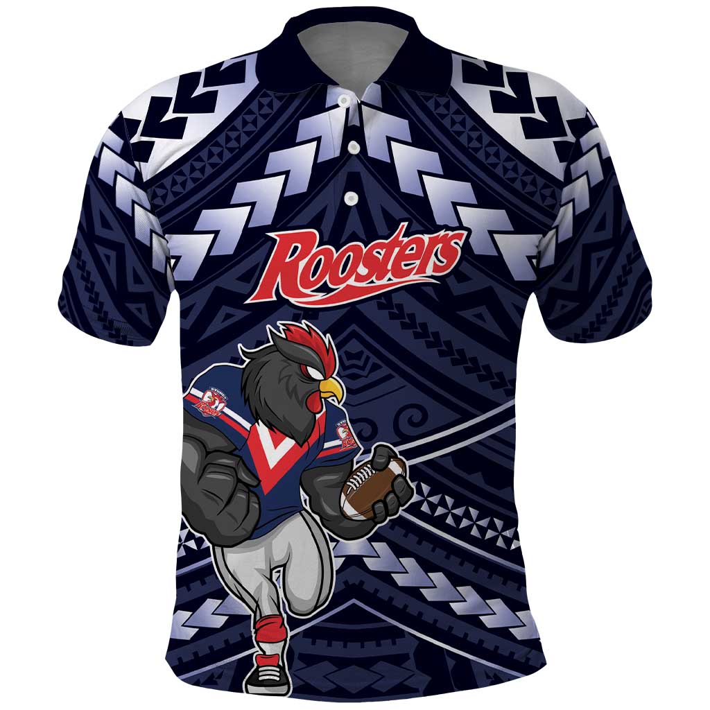 Custom Roosters Rugby Polynesian Tribal Polo Shirt