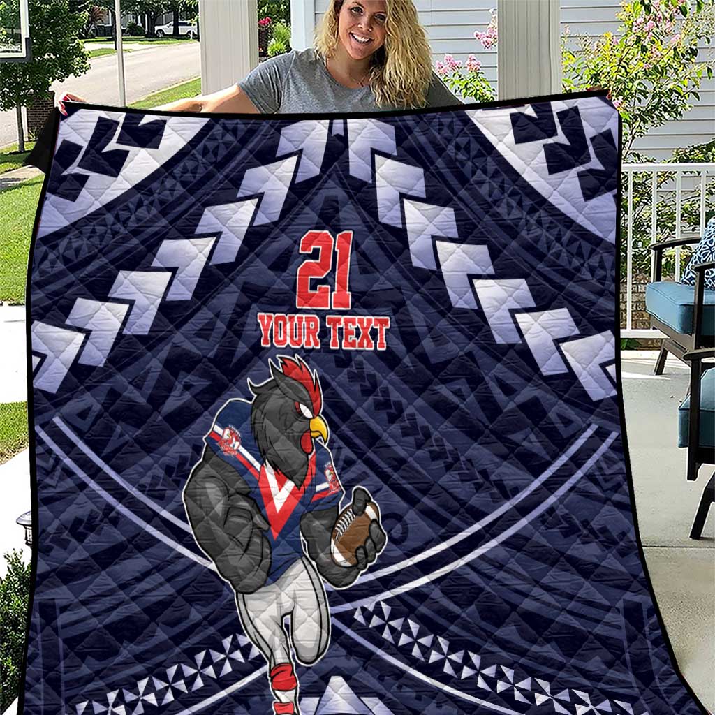Custom Roosters Rugby Polynesian Tribal Quilt