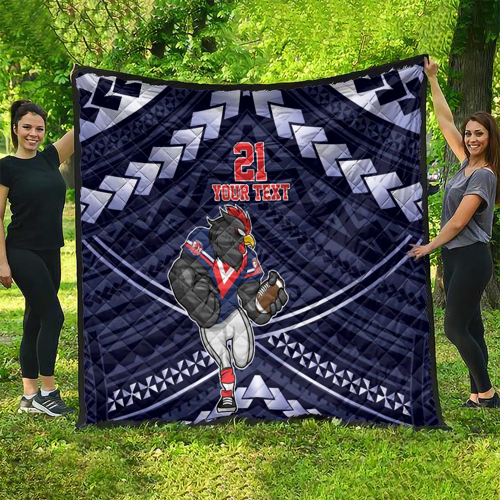 Custom Roosters Rugby Polynesian Tribal Quilt