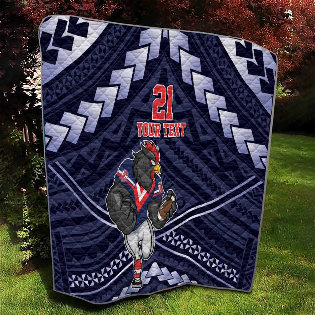 Custom Roosters Rugby Polynesian Tribal Quilt