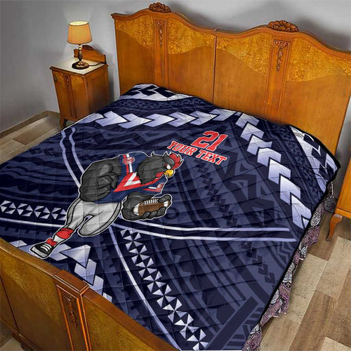 Custom Roosters Rugby Polynesian Tribal Quilt