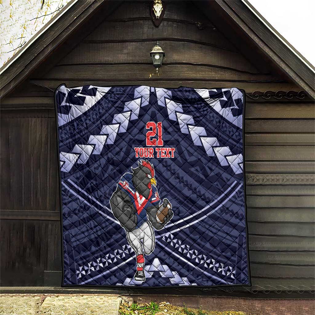 Custom Roosters Rugby Polynesian Tribal Quilt