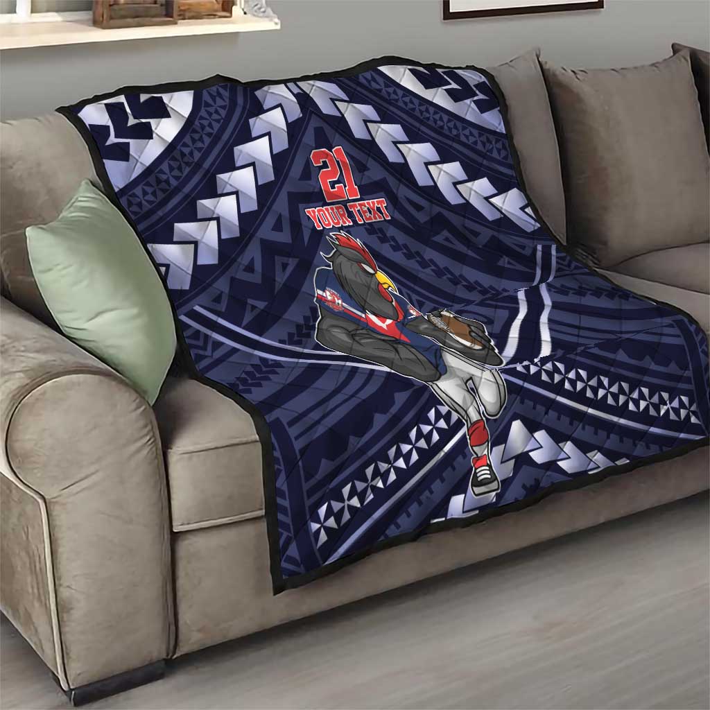 Custom Roosters Rugby Polynesian Tribal Quilt