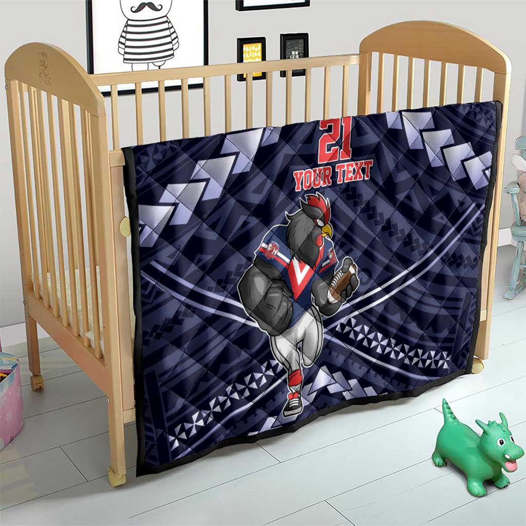Custom Roosters Rugby Polynesian Tribal Quilt