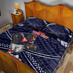 Custom Roosters Rugby Polynesian Tribal Quilt Bed Set