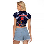 Custom Roosters Rugby Polynesian Tribal Raglan Cropped T Shirt