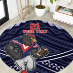 Custom Roosters Rugby Polynesian Tribal Round Carpet