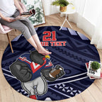 Custom Roosters Rugby Polynesian Tribal Round Carpet