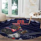 Custom Roosters Rugby Polynesian Tribal Round Carpet
