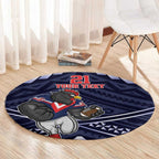 Custom Roosters Rugby Polynesian Tribal Round Carpet