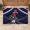 Custom Roosters Rugby Polynesian Tribal Rubber Doormat