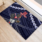 Custom Roosters Rugby Polynesian Tribal Rubber Doormat