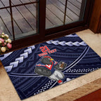 Custom Roosters Rugby Polynesian Tribal Rubber Doormat