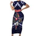 Custom Roosters Rugby Polynesian Tribal Short Sleeve Bodycon Dress