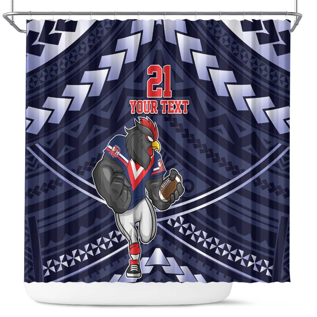Custom Roosters Rugby Polynesian Tribal Shower Curtain