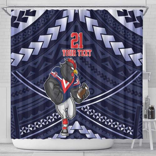 Custom Roosters Rugby Polynesian Tribal Shower Curtain