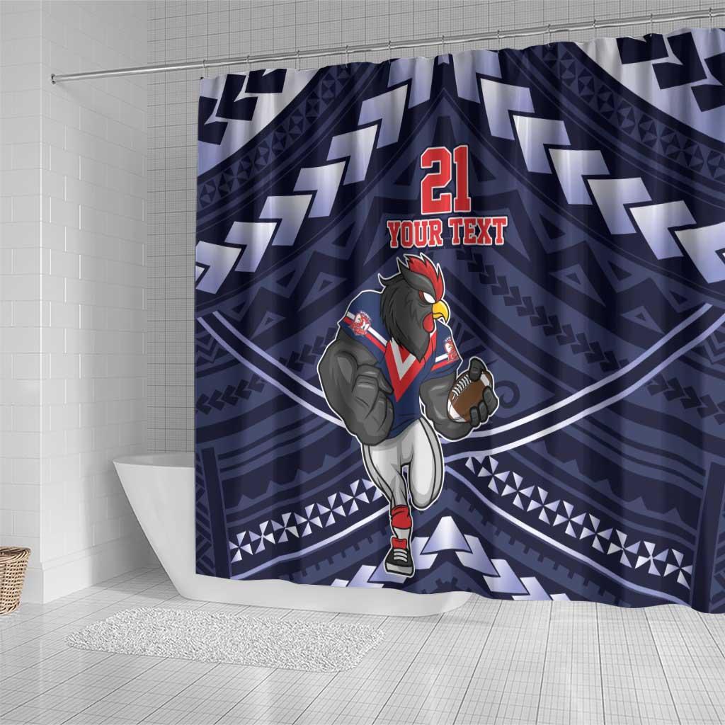 Custom Roosters Rugby Polynesian Tribal Shower Curtain