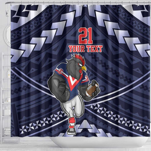 Custom Roosters Rugby Polynesian Tribal Shower Curtain