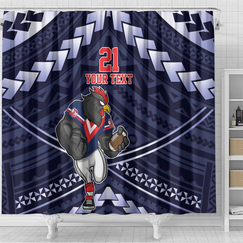 Custom Roosters Rugby Polynesian Tribal Shower Curtain
