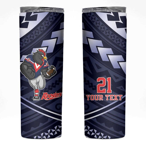 Custom Roosters Rugby Polynesian Tribal Skinny Tumbler