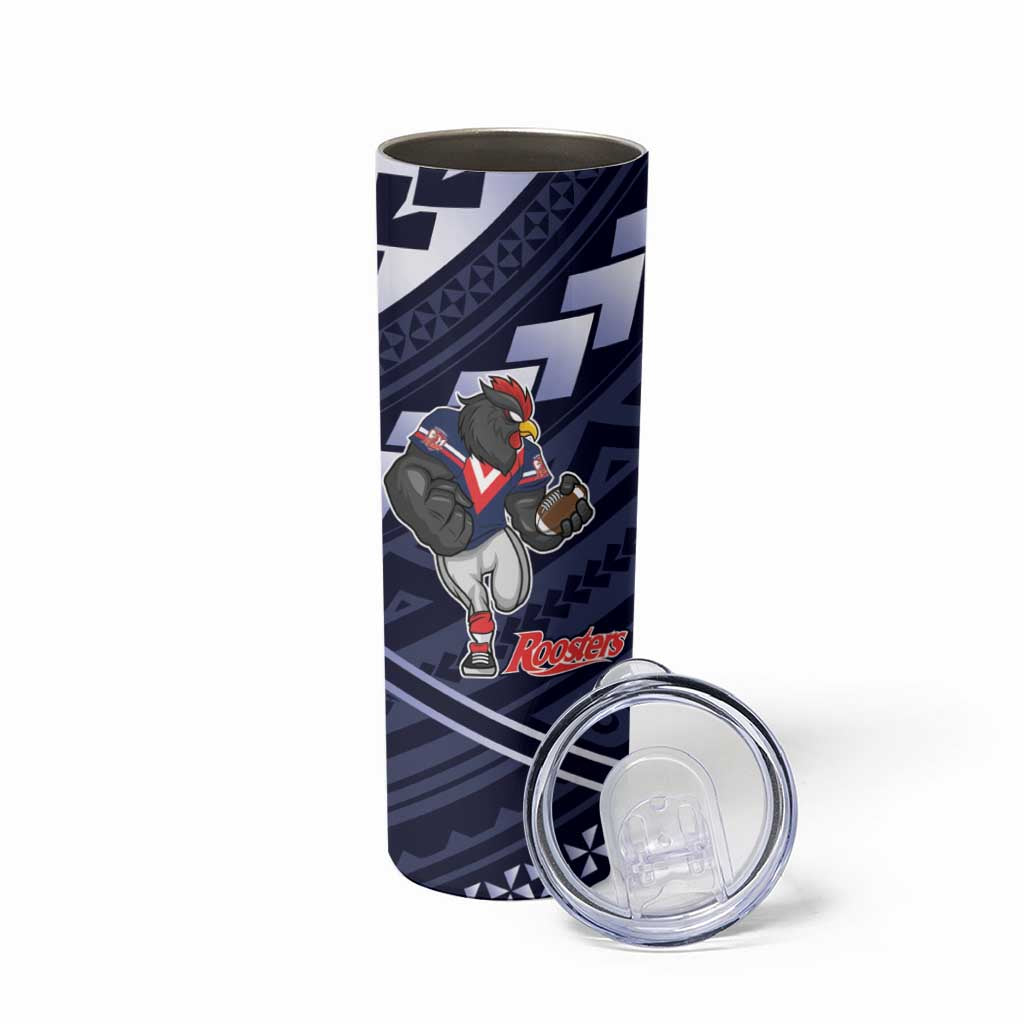 Custom Roosters Rugby Polynesian Tribal Skinny Tumbler