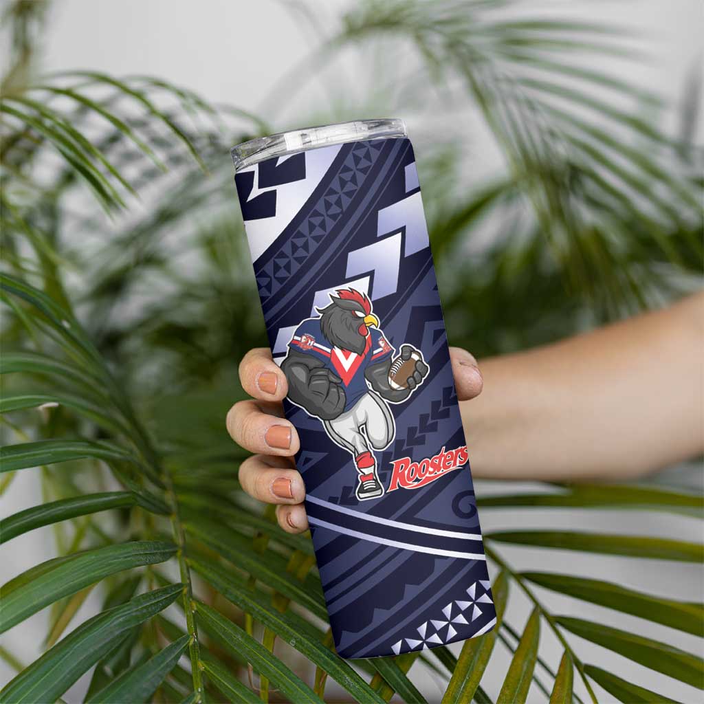Custom Roosters Rugby Polynesian Tribal Skinny Tumbler
