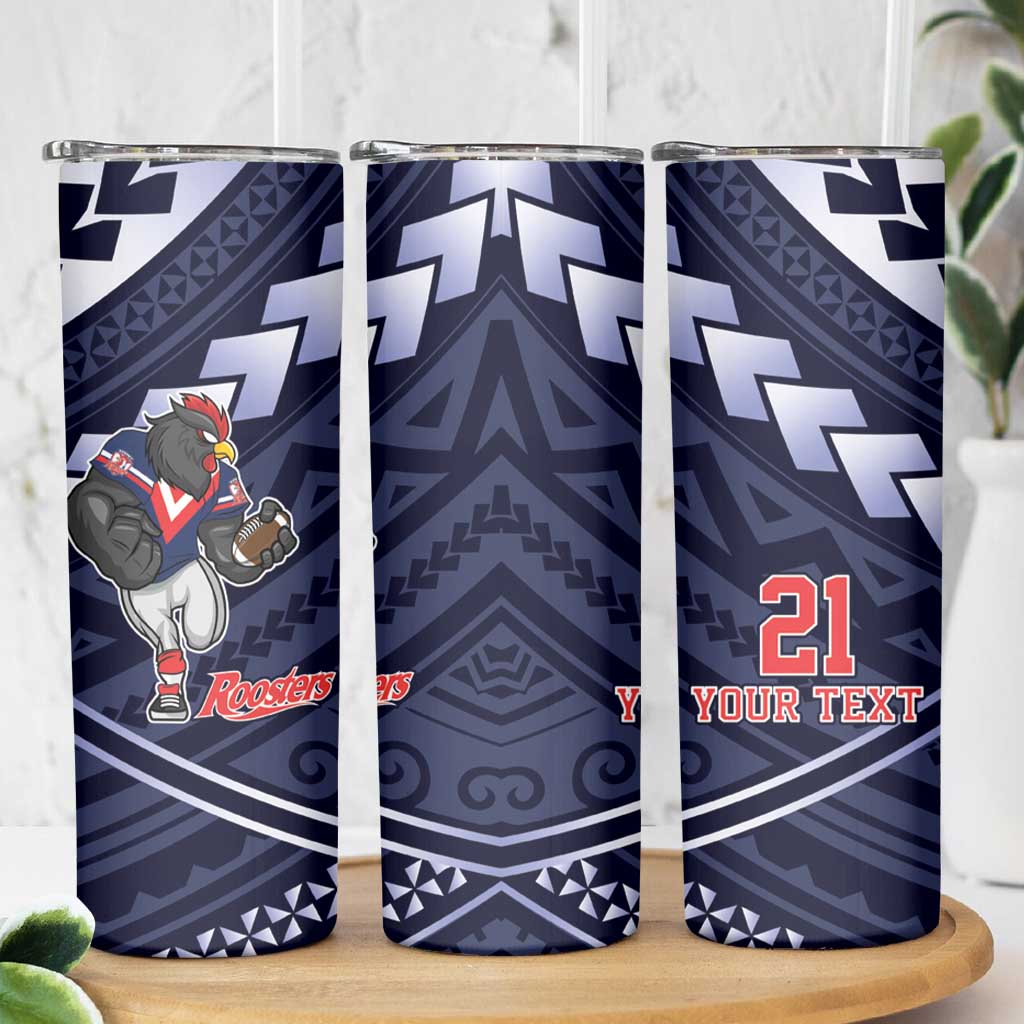 Custom Roosters Rugby Polynesian Tribal Skinny Tumbler